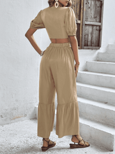 Load image into Gallery viewer, Puff Sleeve Cropped Top and Wide Leg Pants Set
