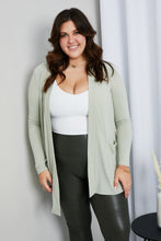 Load image into Gallery viewer, Zenana Sunday Morning Full Size Open Cardigan with Pockets in Sage
