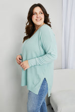 Load image into Gallery viewer, Zenana Sweater Weather Full Size Center Seam Tunic Sweater in Dusty Green
