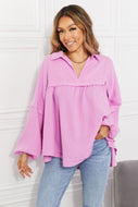 Zenana Fly High Balloon Sleeve Babydoll Top