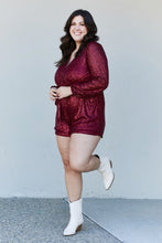 Load image into Gallery viewer, Haptics Full Size Sequin Belted V-Neck Romper
