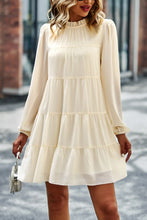 Load image into Gallery viewer, Tied Ruffle Collar Puff Sleeve Mini Dress
