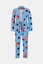 Load image into Gallery viewer, Polka Dot Floral Shawl Collar Blazer and Belted Pants Set
