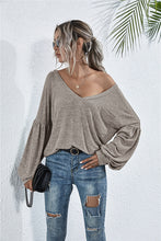 Load image into Gallery viewer, Lantern Sleeve Dropped Shoulder Knit Top
