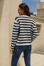 Load image into Gallery viewer, Striped Button Down Round Neck Cardigan
