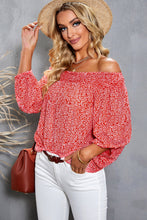 Load image into Gallery viewer, Botanical Print Off-Shoulder Balloon Sleeve Top
