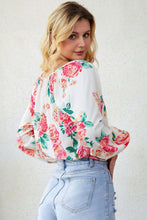 Load image into Gallery viewer, Floral Notched Neck Long Sleeve Blouse
