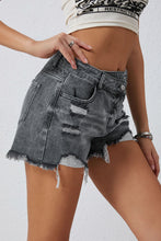 Load image into Gallery viewer, Distressed A-Sym Button Denim Shorts
