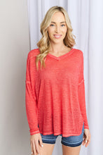 Load image into Gallery viewer, Zenana V-Neck Dropped Shoulder Slit Top in Ruby

