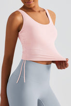 Load image into Gallery viewer, Side Drawstring Scoop Neck Sports Tank
