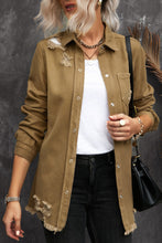 Load image into Gallery viewer, Distressed Snap Down Denim Jacket
