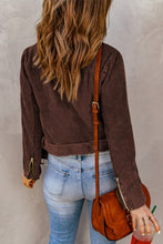 Load image into Gallery viewer, Belted Zip-Up Corduroy Jacket
