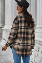 Load image into Gallery viewer, Plaid Curved Hem Dropped Shoulder Longline Shirt Jacket
