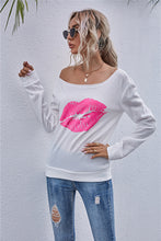 Load image into Gallery viewer, Lip Graphic Off-Shoulder Sweatshirt
