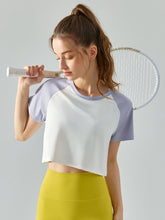 Load image into Gallery viewer, Round Neck Raglan Sleeve Cropped Sports Top
