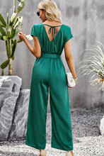 Load image into Gallery viewer, Tie Belt V-Neck Short Sleeve Jumpsuit
