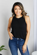 Zenana Full Size Round Neck Tunic Tank Top in Black