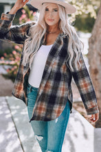 Load image into Gallery viewer, Plaid Side Slit Curved Hem Shirt
