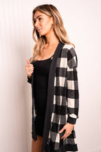 Load image into Gallery viewer, Heimish Full Size Plaid Open Front Dropped Shoulder Top
