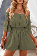 Off-Shoulder Army Green Romper DIBS