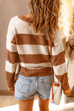 Load image into Gallery viewer, Two-Tone Striped Rib-Knit Sweater
