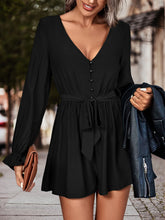 Load image into Gallery viewer, Long Flounce Sleeve V-Neck Romper
