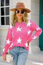 Load image into Gallery viewer, Star Pattern Dropped Shoulder Ribbed Trim Sweater
