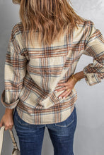 Load image into Gallery viewer, Plaid Half-Zip Collared Curved Hem Sweatshirt
