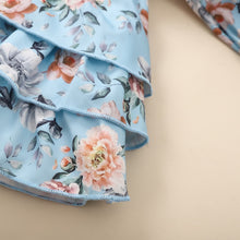 Load image into Gallery viewer, Girls Floral Smocked Flounce Sleeve Layered Dress
