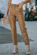 Load image into Gallery viewer, Faux Leather Ankle-Length Straight Leg Pants
