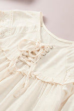 Load image into Gallery viewer, Swiss Dot Lace-Up Lace Trim Blouse
