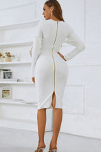 Load image into Gallery viewer, Zip-Back Slit Crewneck Bodycon Dress
