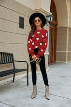 Load image into Gallery viewer, Heart Pattern Lantern Sleeve Sweater
