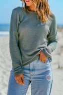 Waffle-Knit Dropped Shoulder Top