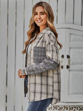 Load image into Gallery viewer, Plaid Button Down Curved Hem Shacket
