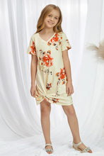 Load image into Gallery viewer, Girls Floral V-Neck Twisted Dress
