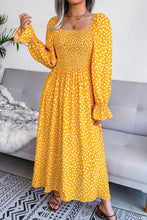 Load image into Gallery viewer, Printed Smocked Flounce Sleeve Maxi Dress
