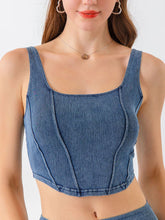 Load image into Gallery viewer, Cropped Denim Tank with Seam Detail
