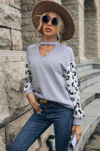 Load image into Gallery viewer, Leopard Print Cutout Long Sleeve Tee
