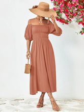 Load image into Gallery viewer, Off-Shoulder Balloon Sleeve Midi Dress
