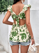 Load image into Gallery viewer, Tied Cutout Square Neck Butterfly Sleeve Babydoll Blouse
