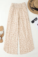 Plus Size Leopard Smocked Wide Leg Pants