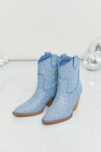 Load image into Gallery viewer, Forever Link Rhinestone Cowboy Booties in Blue Denim
