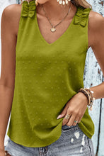 Load image into Gallery viewer, Swiss Dot Shoulder Detail V-Neck Tank
