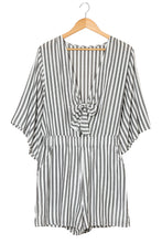 Load image into Gallery viewer, Striped Tie-Front Plunge Romper with Pockets
