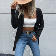 Rib-Knit Button Up Longline Cardigan