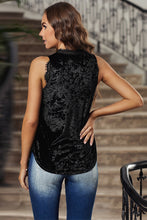 Load image into Gallery viewer, Lace Trim Velvet Cami Top
