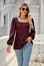 Load image into Gallery viewer, Waffle-Knit Puff Sleeve Square Neck Top
