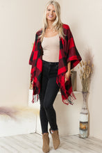 Load image into Gallery viewer, Justin Taylor Plaid Fringe Trim Poncho
