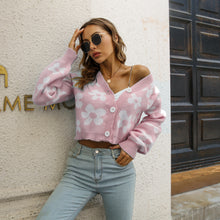 Load image into Gallery viewer, Floral Button Down Cropped Cardigan
